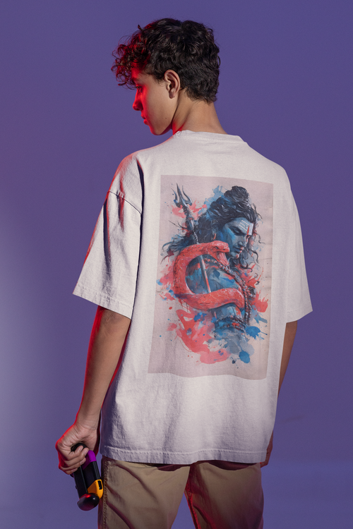 Divine Canvas: Mahadev Splatter Oversized Tee