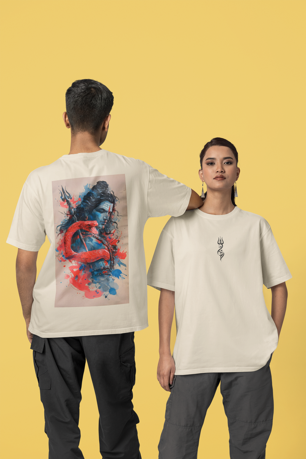 Divine Canvas: Mahadev Splatter Oversized Tee