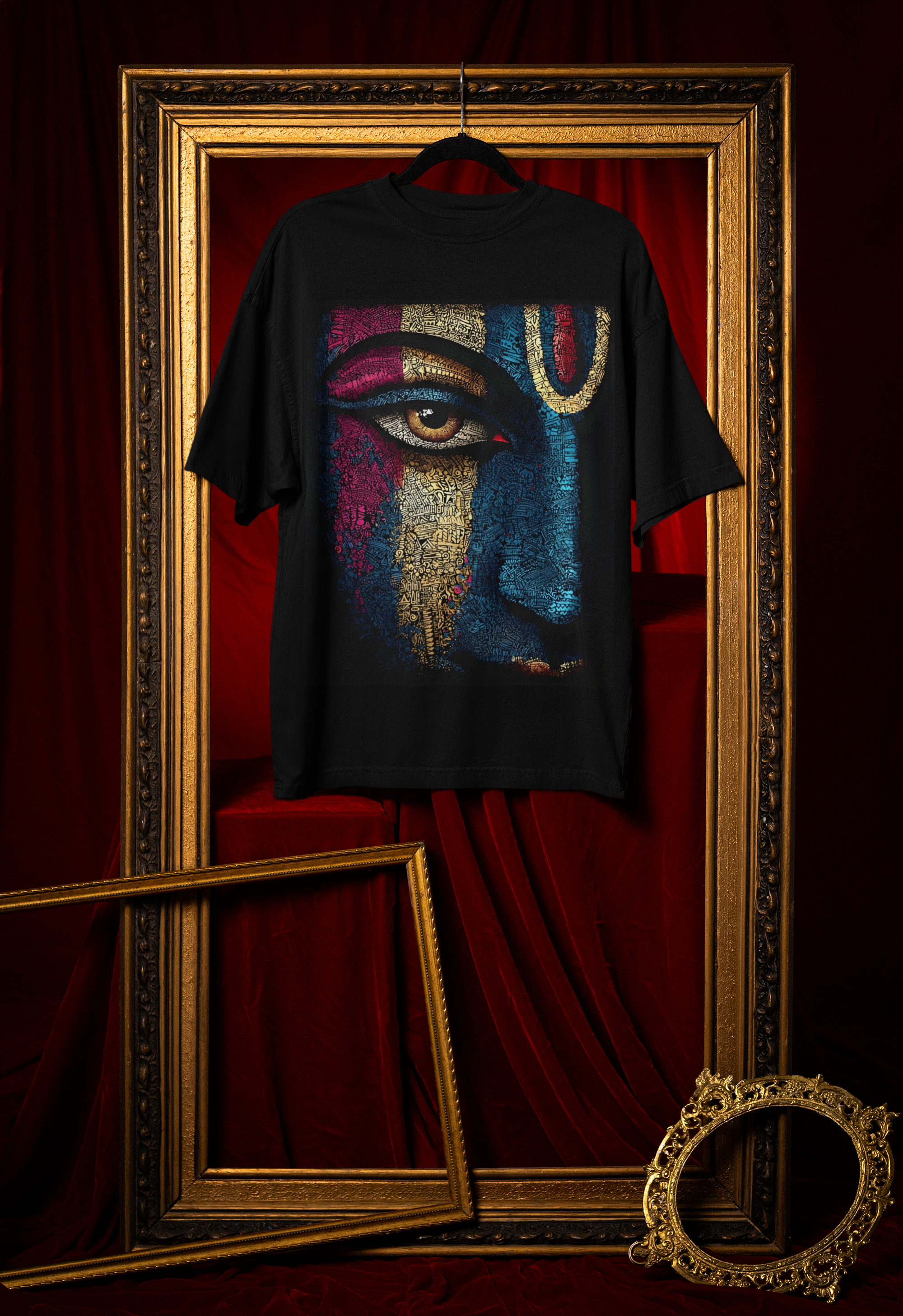 Krishna's Gaze: Typographic Divine Oversized Tee