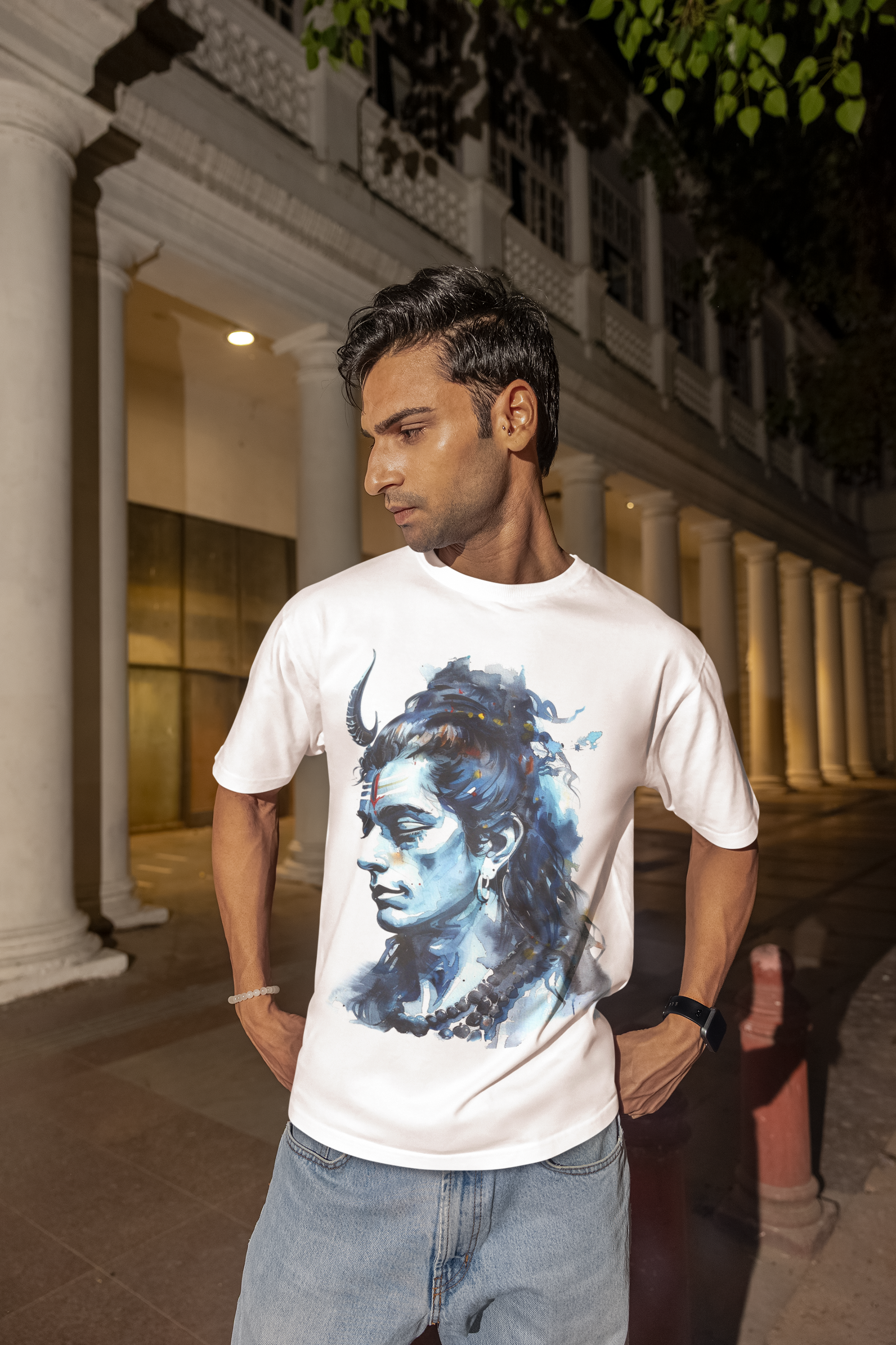 Tranquil Mahadeva: The Watercolor Classic Tee