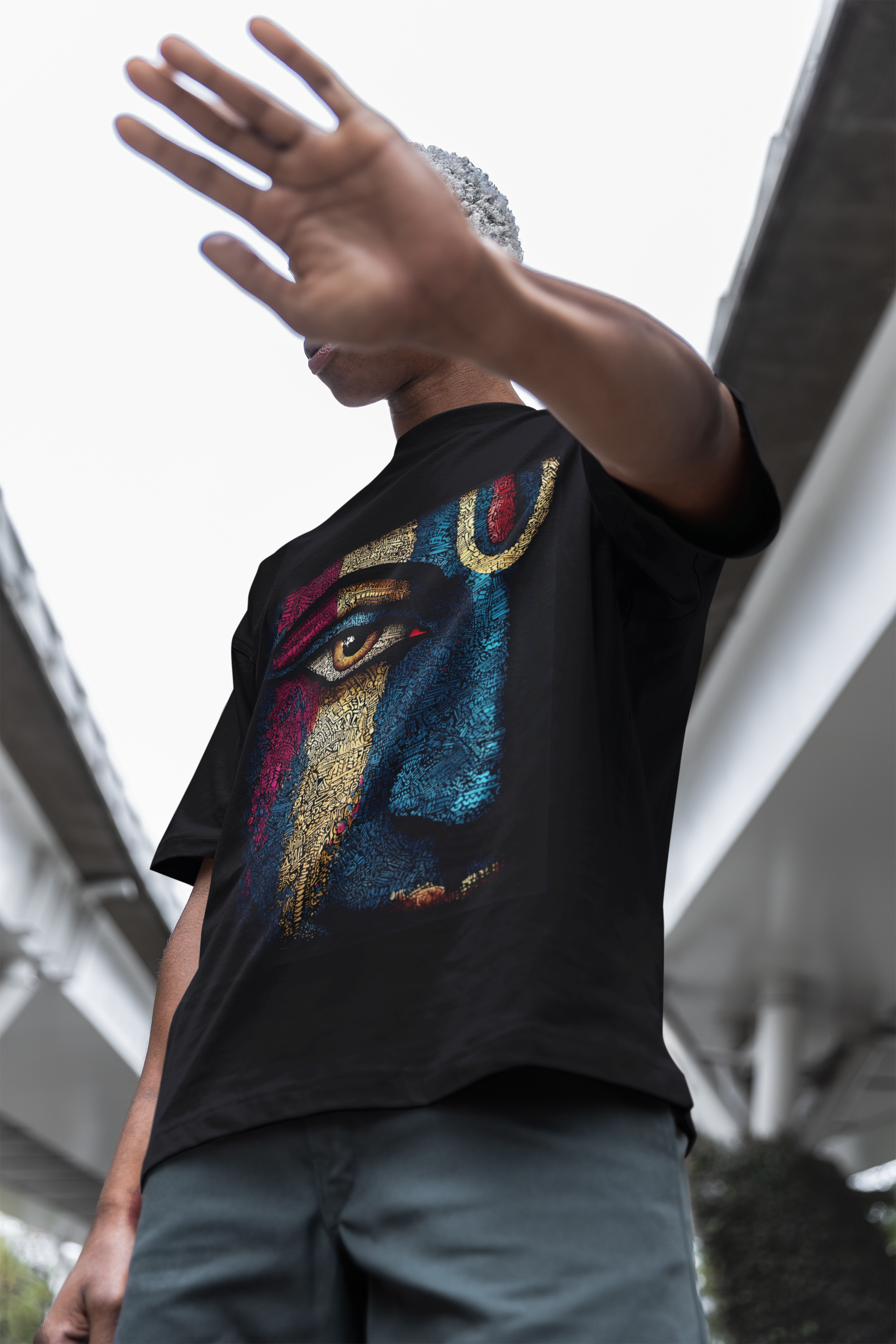 Krishna's Gaze: Typographic Divine Oversized Tee