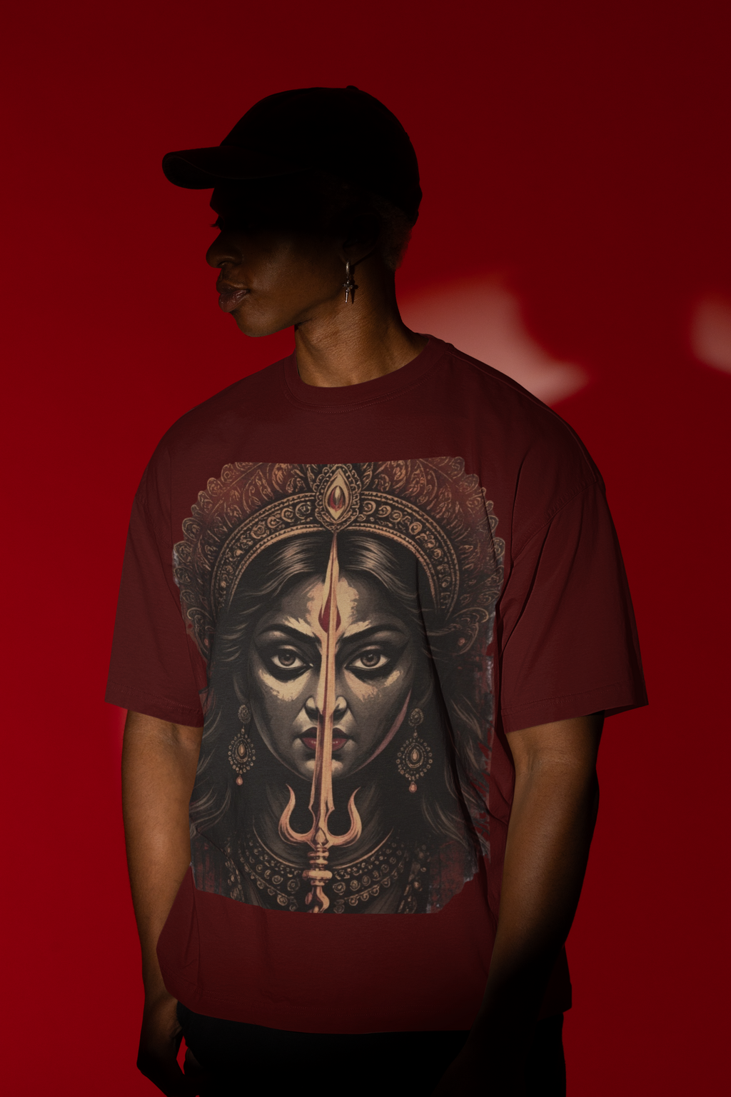 Shakti Awakened: The Divine Trident Oversized Tee